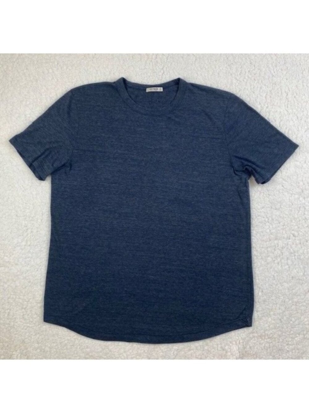 Buck Mason Curved Hem T Shirt Men's XL Dark Heathered Blue Soft Fabric Tee